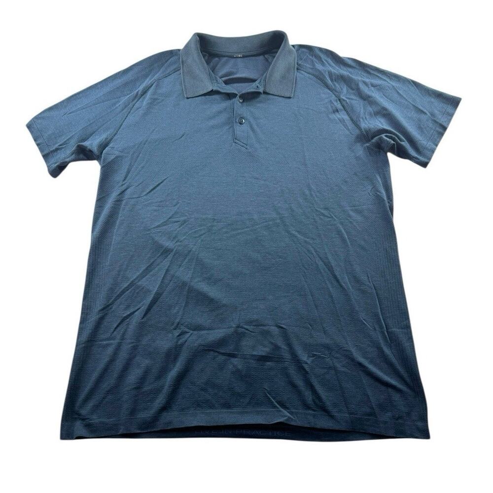 lululemon Mens XL Metal Vent Tech Polo Shirt Blue Golf Business Short Sleeve